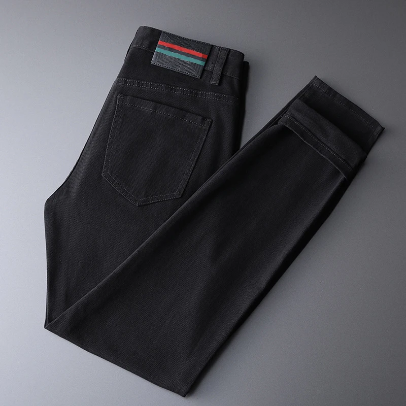 Summer Spring Italy Brand Thin Men's Jeans Trousers Cotton Straight Elastic Business Pants Classic Style Jeans Denim Male Jeans