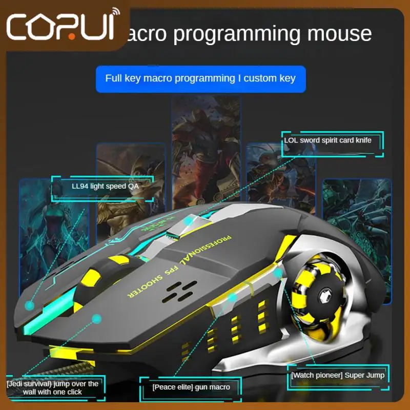 

6 Buttons 3500dpi Programming Gaming Mice 7-color Breath Light Silent Click Esports Game Mouse Ergonomic Stable Bottom Plate X6