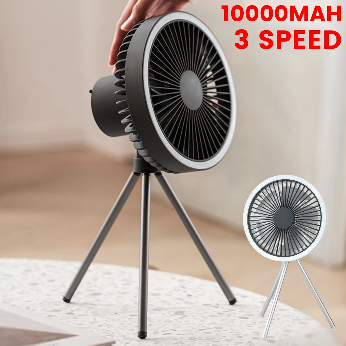 

NEW Tripod Fan Portable Camping Fan Rechargeable Multifunctional Mini Fan Outdoor Camping Ceiling Fan Led Light Tripod Stand