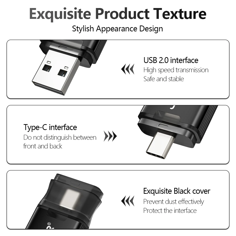 Фото USB-флешка Type-C пластиковая 128 ГБ с возможностью нанесения логотипа, флеш-накопитель 64 ГБ черного цвета, USB-накопитель 32 ГБ, креативный подарок, USB-флешка 16 ГБ с индивидуальным дизайном №4