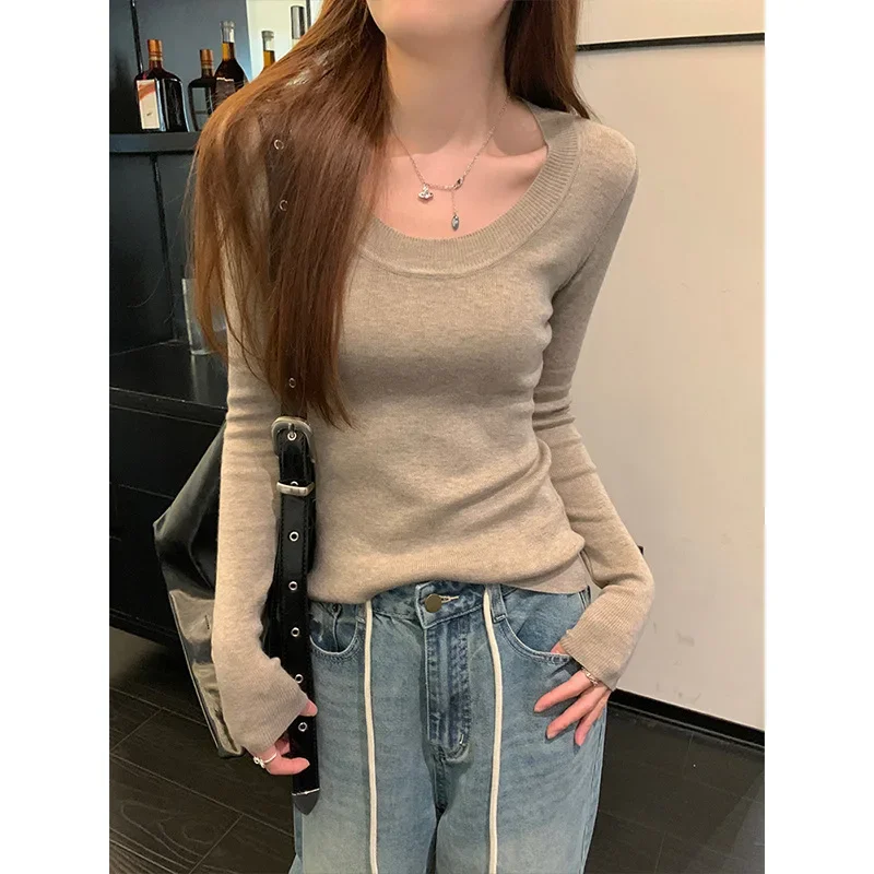 Женский трикотажный пуловер с длинным рукавом повседневный элегантный