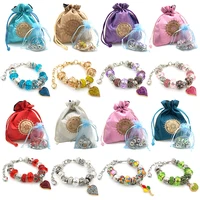 1bag pandora alloy beads charm set for bracelet jewerly making diy accessories big hole crystal bead kit children christmas gift