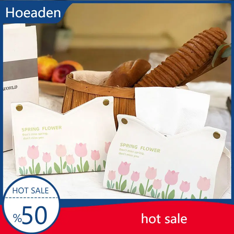 

Nodic Tulip Style PU Leather Napkin Holder Foldable Tissue Box Home Dining Living Room Office Waterproof Dustproof Storage Box