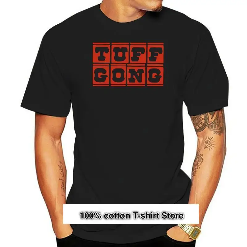 

Camiseta con eslogan para hombre y mujer, camisa con estampado de Tuff gong-jamaiquina, Hipster, negra, talla grande, S-5xl