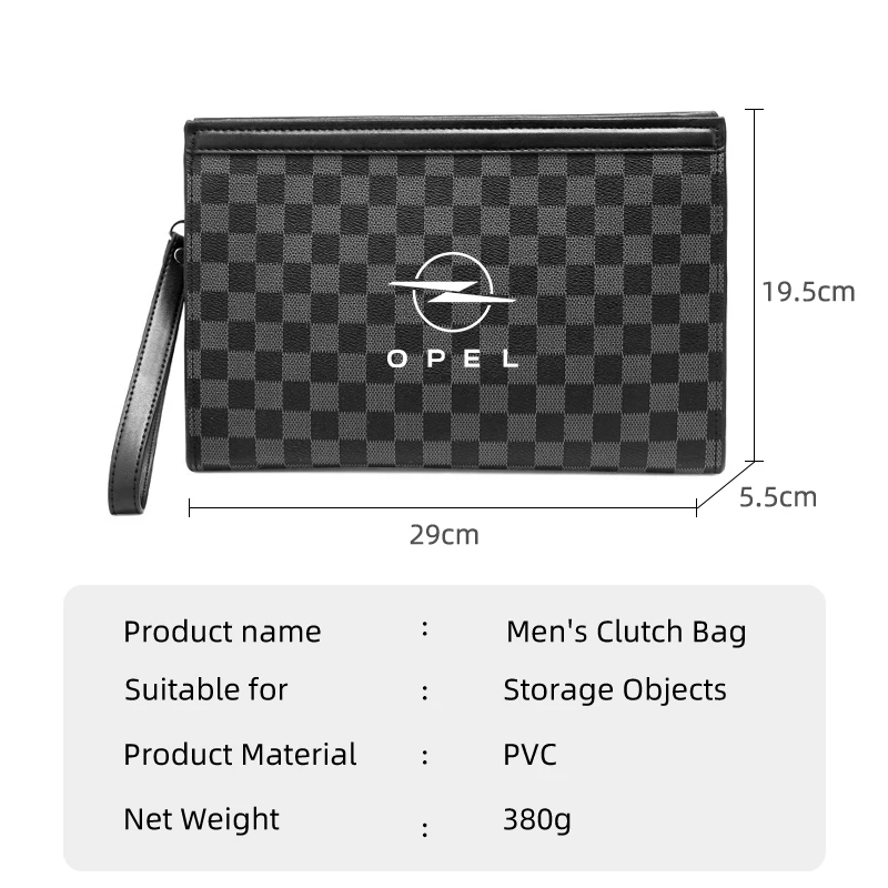 Клатч мужской в клетку модная Вместительная деловая сумка из ПВХ кожи с