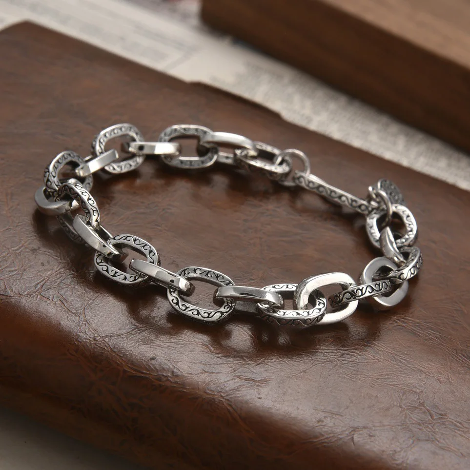 

New Style Bracelet Men's Fashion Personality Vine Eternal Carved Silver Ornaments for Men and Women In Europe and America