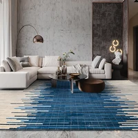 modern luxury blue plaid line printing carpet living room nordic minimalist coffee table mat home showroom bedroom can be custom