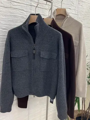 Женский кашемировый кардиган с воротником-стойкой