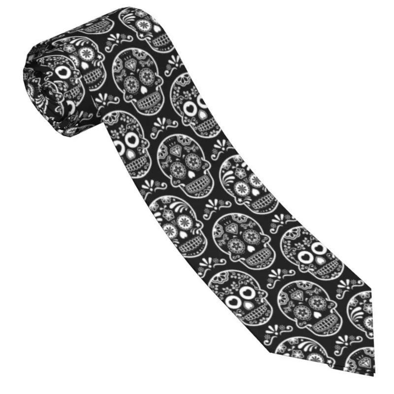 

Mexican Sugar Skull Neckties Men Women Skinny Polyester 8 cm Narrow Day of the Dead Neck Tie for Mens Shirt Accessories