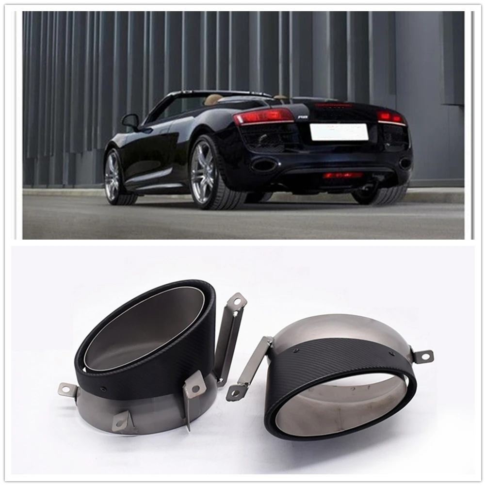 

2PCS Carbon Fiber Car Exhaust Tip Muffler End Pipes Tailpipes Rear Air Vent Outlet Duct For Audi R8 2010 2011 2012