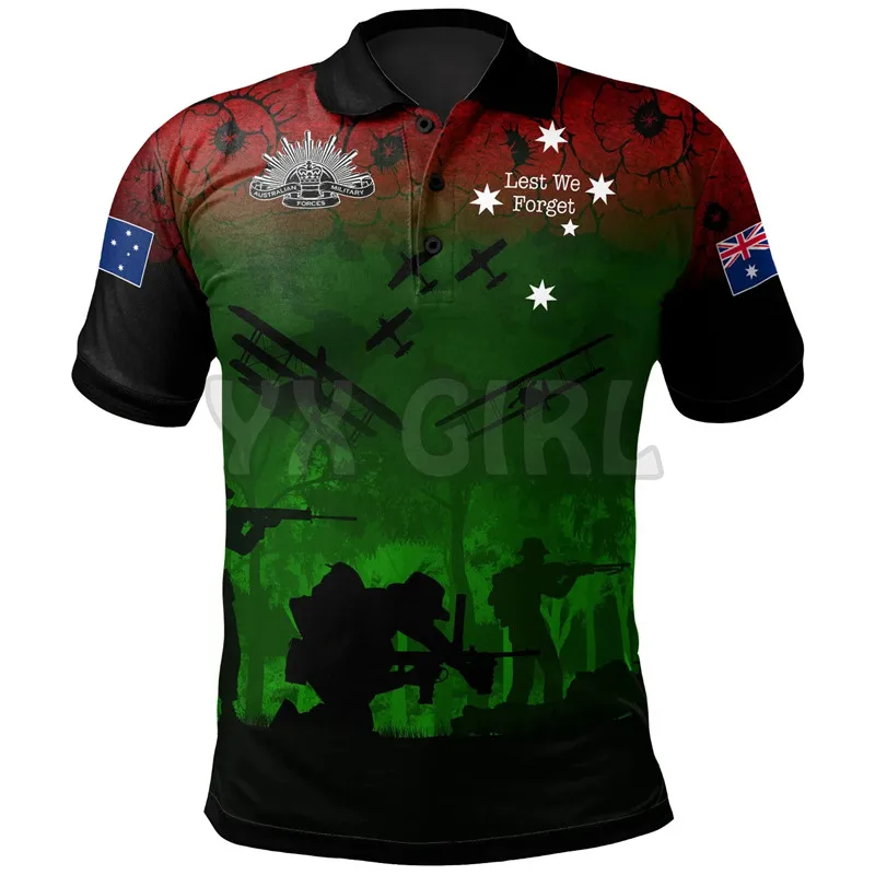 

2022 Summer shirts women for men Anzac Australia Anzac Day 3D printed Short sleeve t shirts Tops camisas