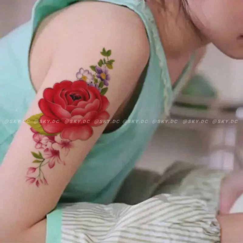 

Водостойкие прочные искусственные татуировки, сексуальные горячие татуировки для девушек, временные татуировки с розами, наклейки, искусство, оптовая продажа, новый фестивальный аксессуар 2023