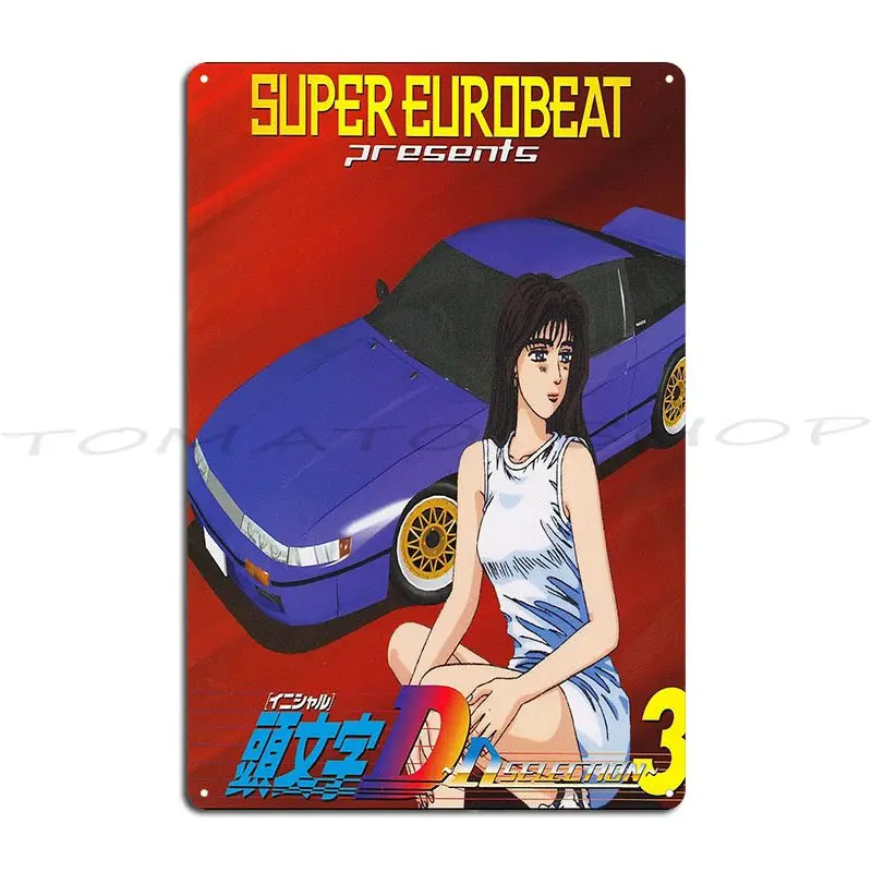 Фото Металлическая табличка-постер Initial D Eurobeat, таблички для бара и паба, настенный декор для вечеринок, жестяная табличка-постер на заказ №1