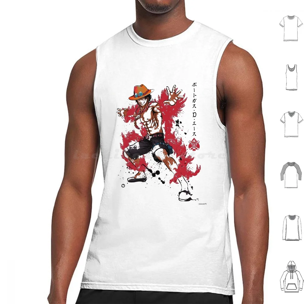 

Fire Fist Ace Tank Tops Vest Sleeveless Anime Manga Japan Pirates Monkey D Luffy Gold D Ace Roronoa Zoro Law