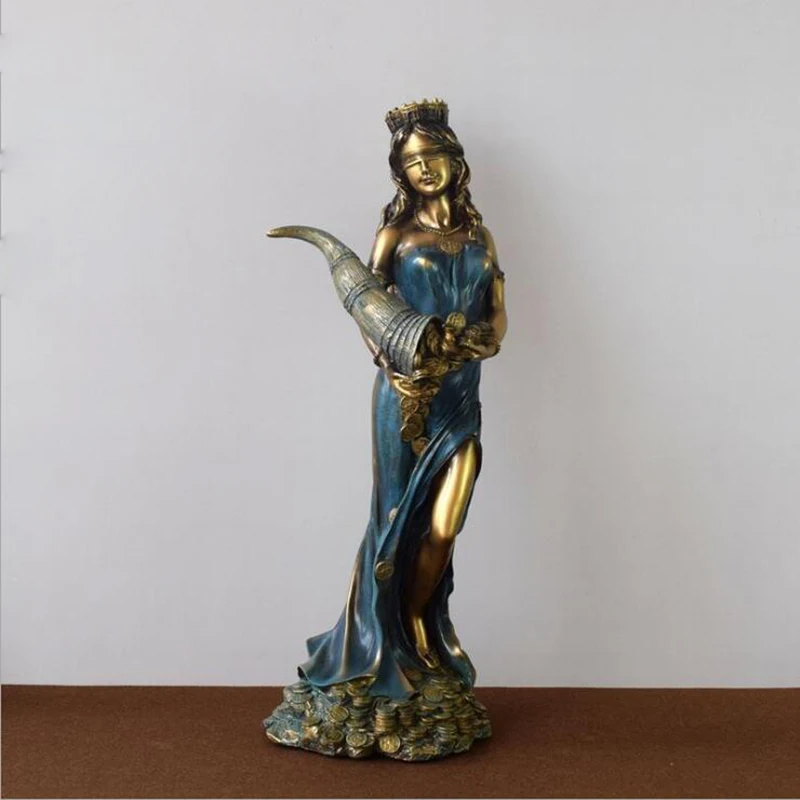 

1PCS Blindfolded Fortuna Statue - Ancient Greek Roman Goddess of Fortune and Luck Sculpture in Premium Cold Cast Bronze