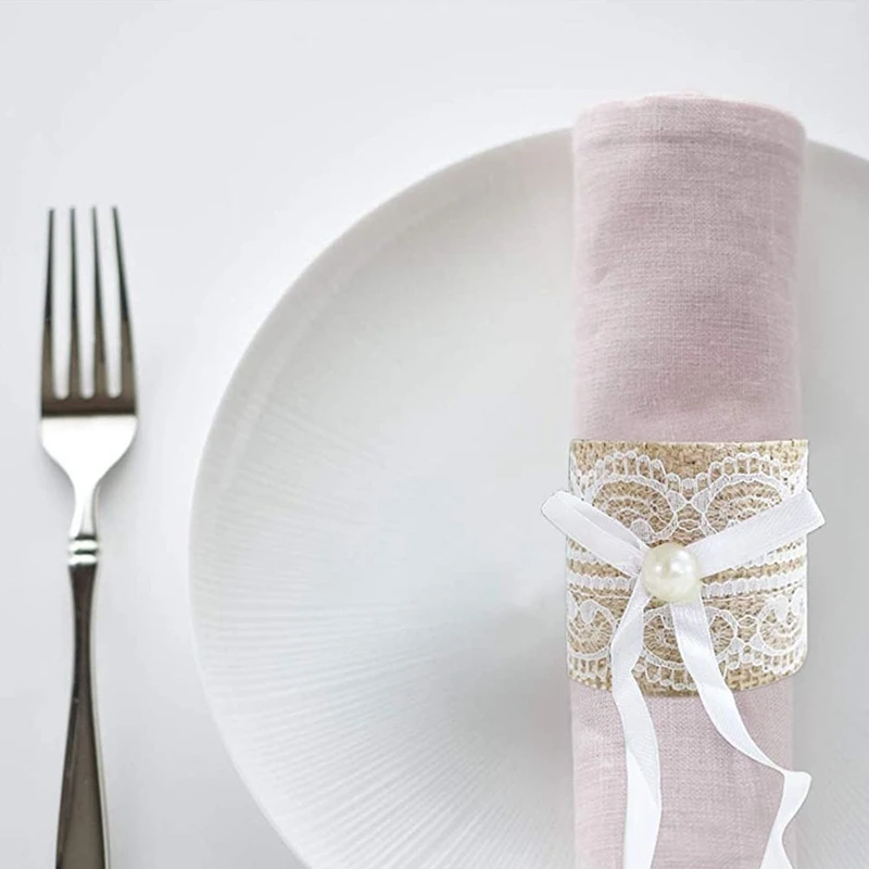 8 шт. кружевные кольца для салфеток в деревенском стиле ручная работа мешковина