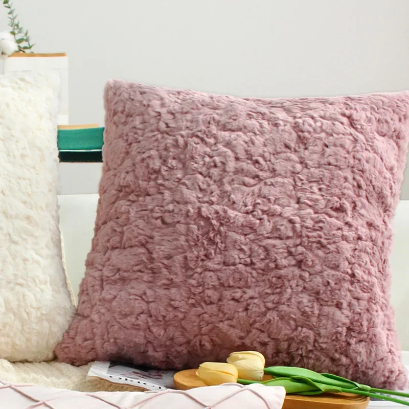 

CANIRICA Плюшевый чехол для подушки 45x45 белый/розовый