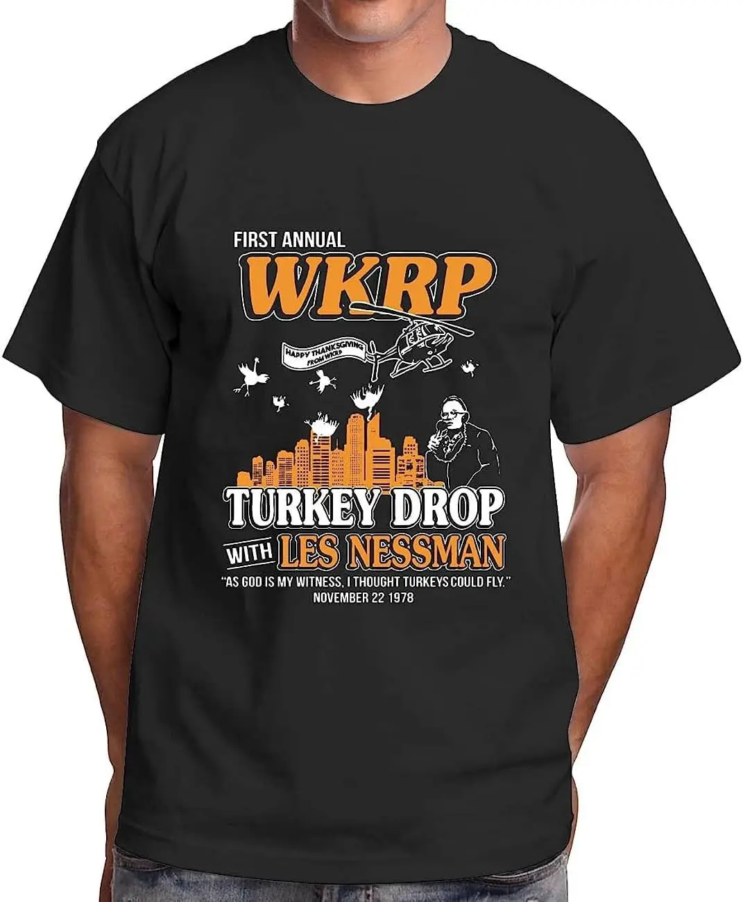 Первая ежегодная футболка WKRP Турция Drop Les Nessman