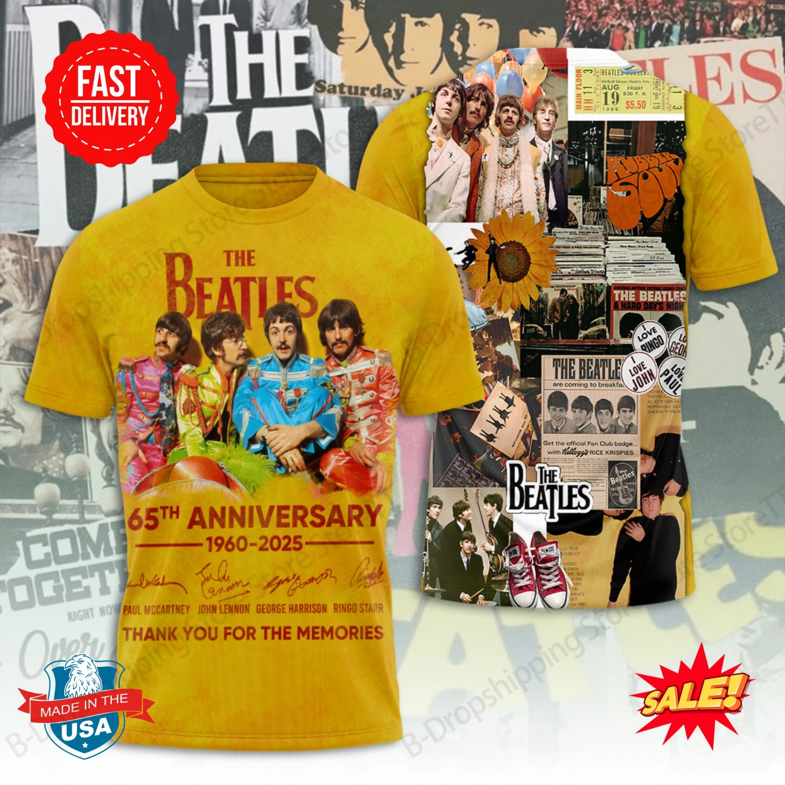 Фото Мужская футболка New 2026 The Beatles Tour с 3D принтом Футболка для мужчин и женщин Модные фанаты Хип-хоп Топы с короткими рукавами Футболки Мужская одежда Дети №2