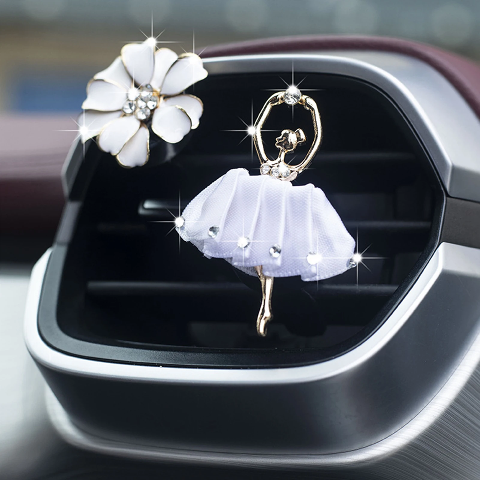 

Car Air Fresheners Vent Clips Flower & Dancing Girl Car Vent Air Freshener Clipping On Car Air Outlet Cute Women Car Vent Clip