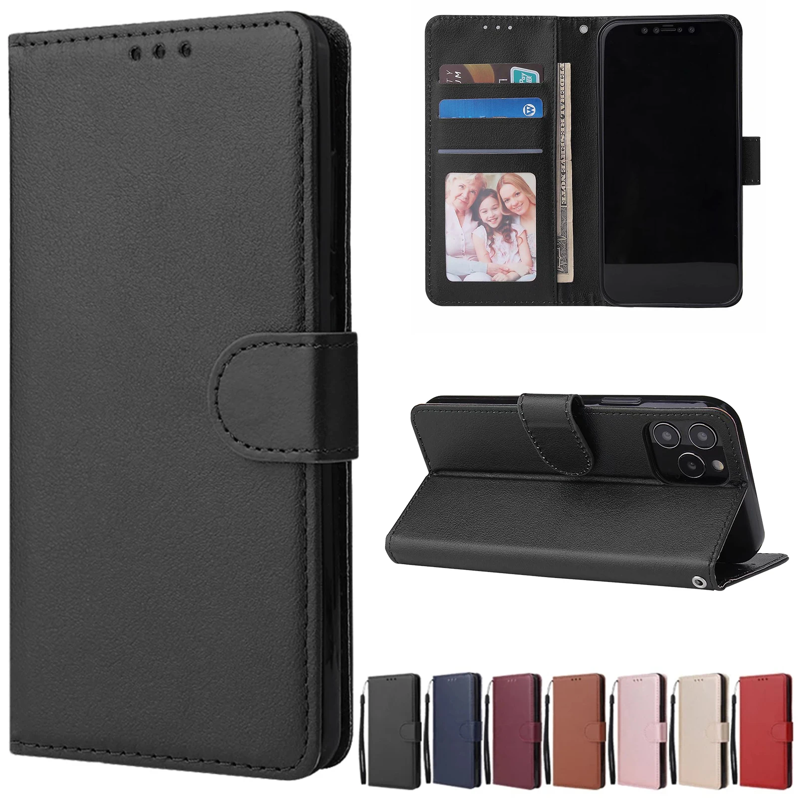 

Leather Case Protect Cover For iPhone 13 12 Mini 11 Pro Max X XR XS Max 7 8 6 6s Plus 5 5s SE 2020 Stand Coque Flip Wallet Funda