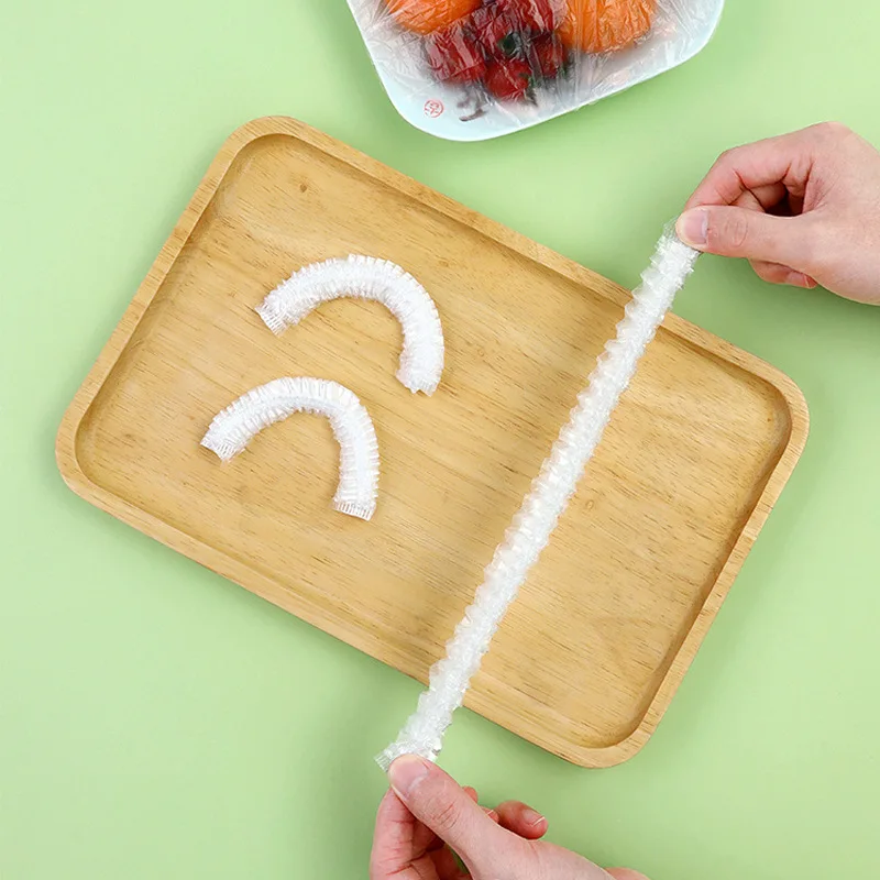 100pcs Disposable Food Cover Plastic Wrap Elastic Food Lids for Fruit Bowls Cups Caps Storage Kitchen Fresh Keeping Saver Bag