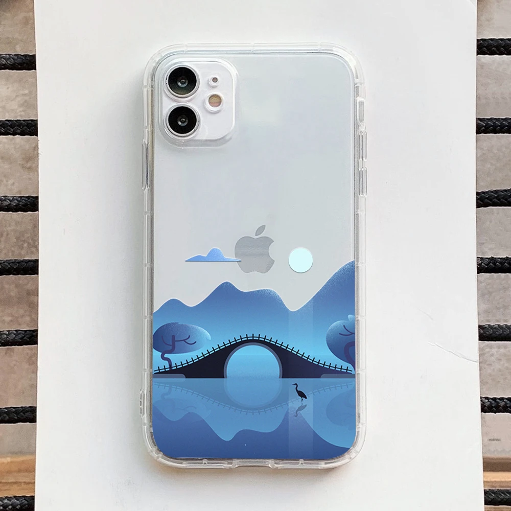 

Sunrise humanities scenery Phone Case for Iphone 6 6s 7 8 Plus SE2020 X XR 12 11 XS 13 Pro Max Mini stream illustration Case