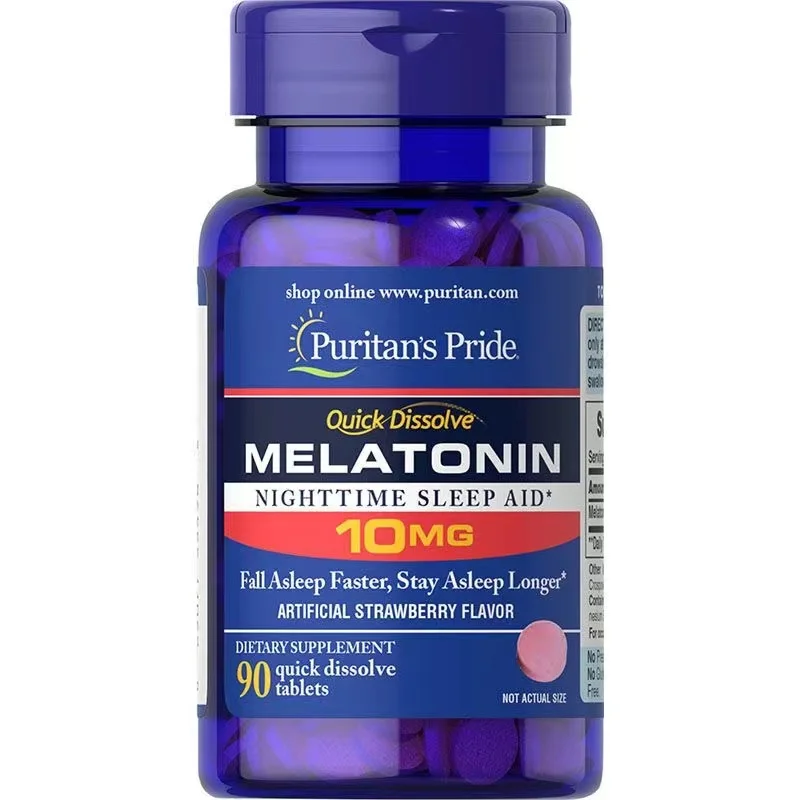 

Мгновенные таблетки мелатонина, импортированные из США, ароматизированные клубничным 10 мг * 90 капсул, гордость пуритана
