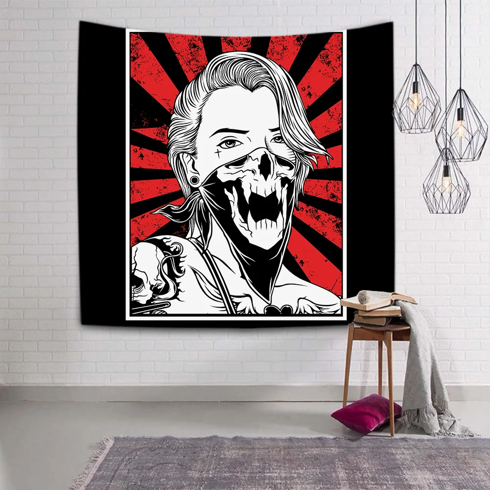 Tapestry Black White Red Dark Decor Wall Decoration Items 95*73cm Rectangle Polyester Tapestries for Bedroom |