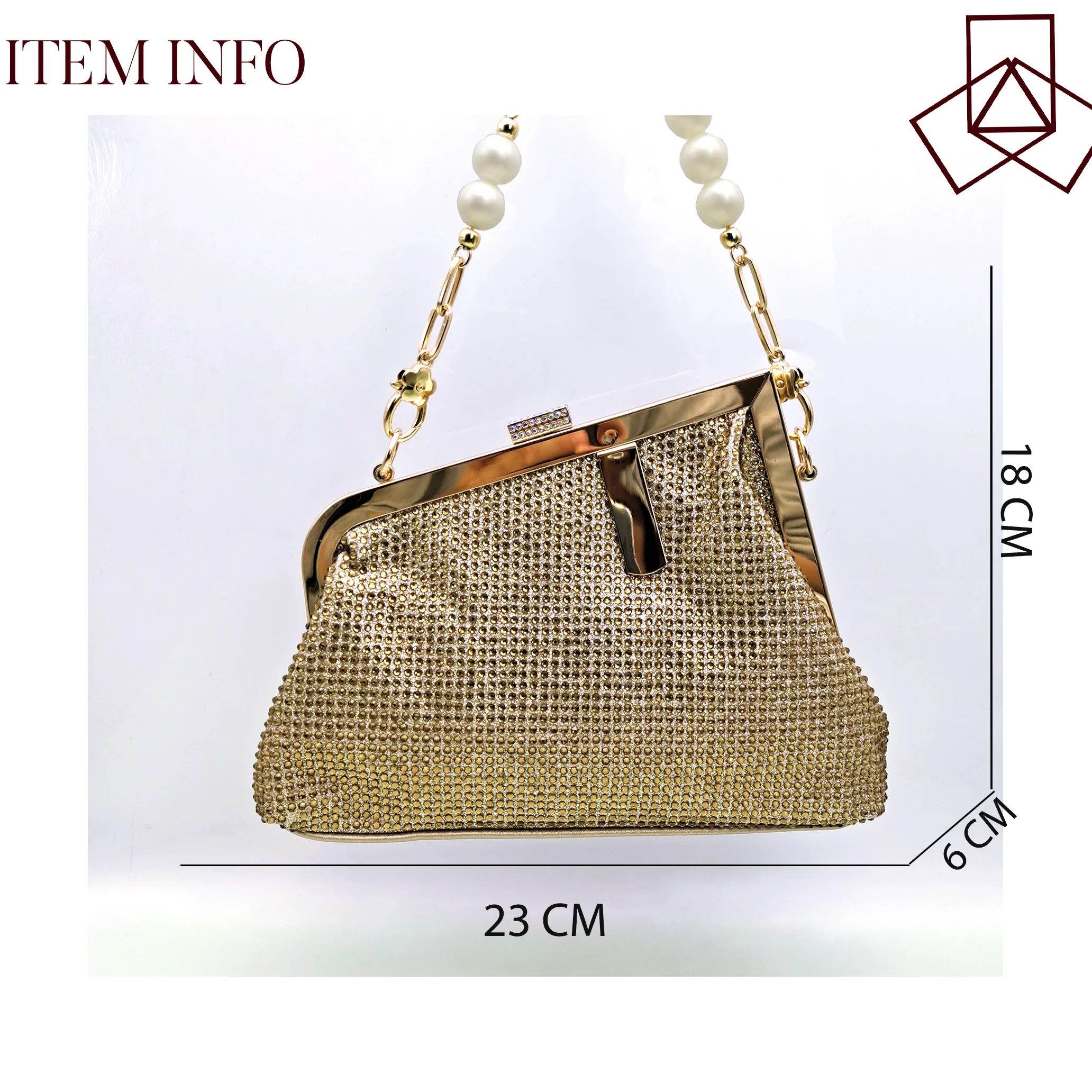 Лидер продаж золотистая сумка через плечо с жемчужным металлическим ремешком и