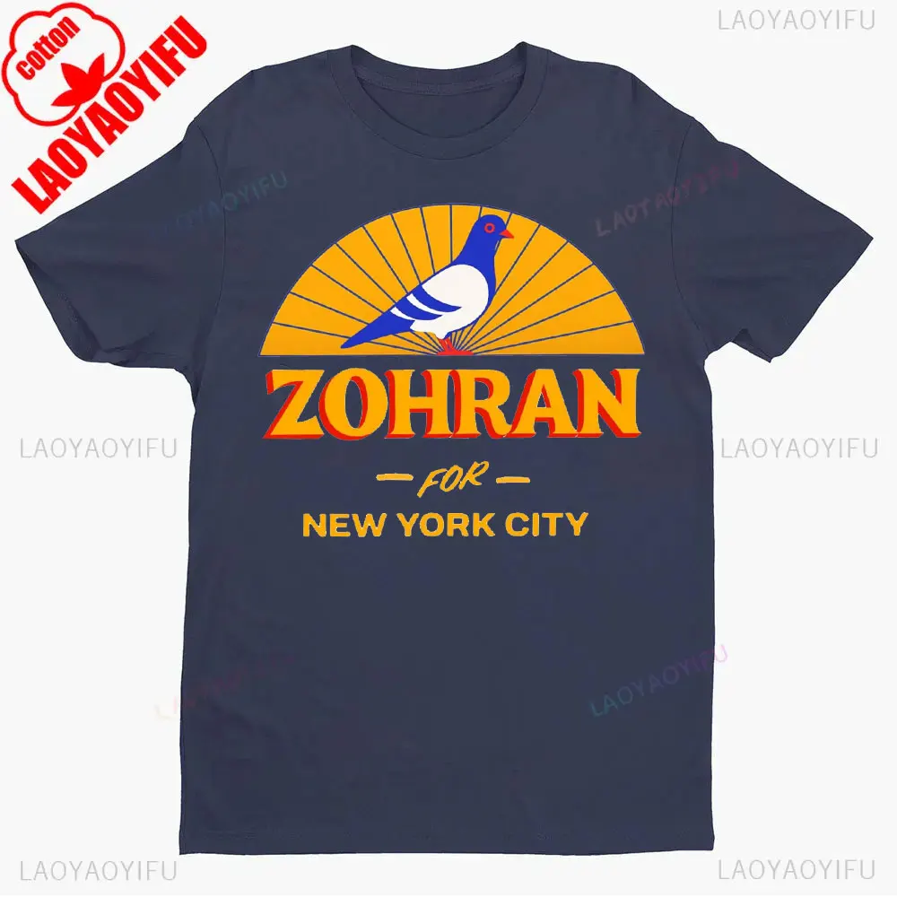 Фото Рубашка Zohran for Mayor NYC 2025 Sloganeer Politics Графические футболки для женщин и мужчин Высококачественные хлопковые футболки Обычные топы с короткими рукавами №3