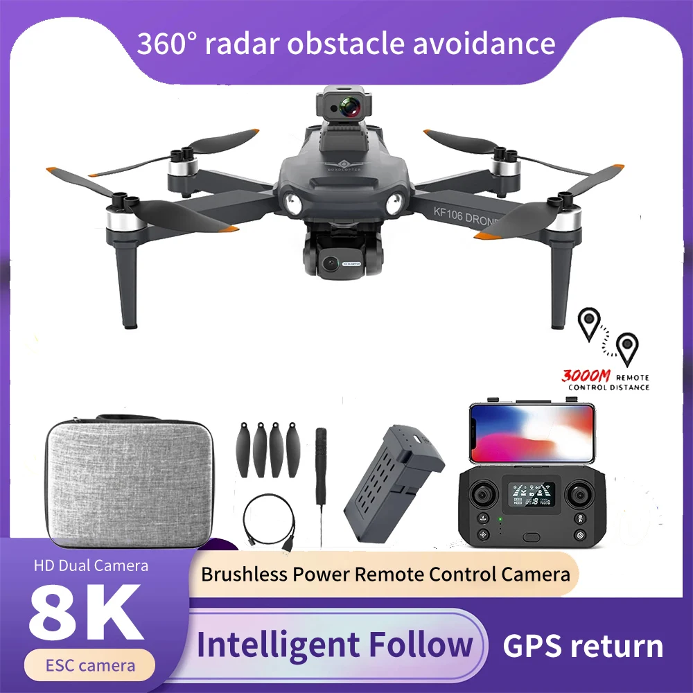 

2022 NEW KF106 Max Drone 8K Professional 5G WIFI Dron HD Camera Anti-Shake 3-Axis Gimbal Brushless Motor RC Foldable Quadcopter