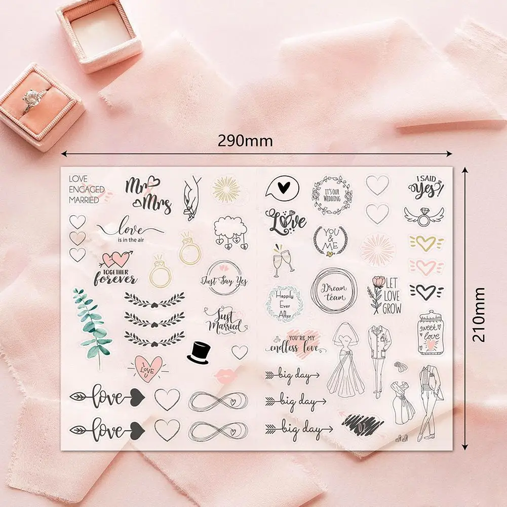 230pcs Wedding Bliss Stickers Waterproof Removable Wedding Theme Love Eucalyptus Leaves Engagement Plan Cute Stickers Package images - 6