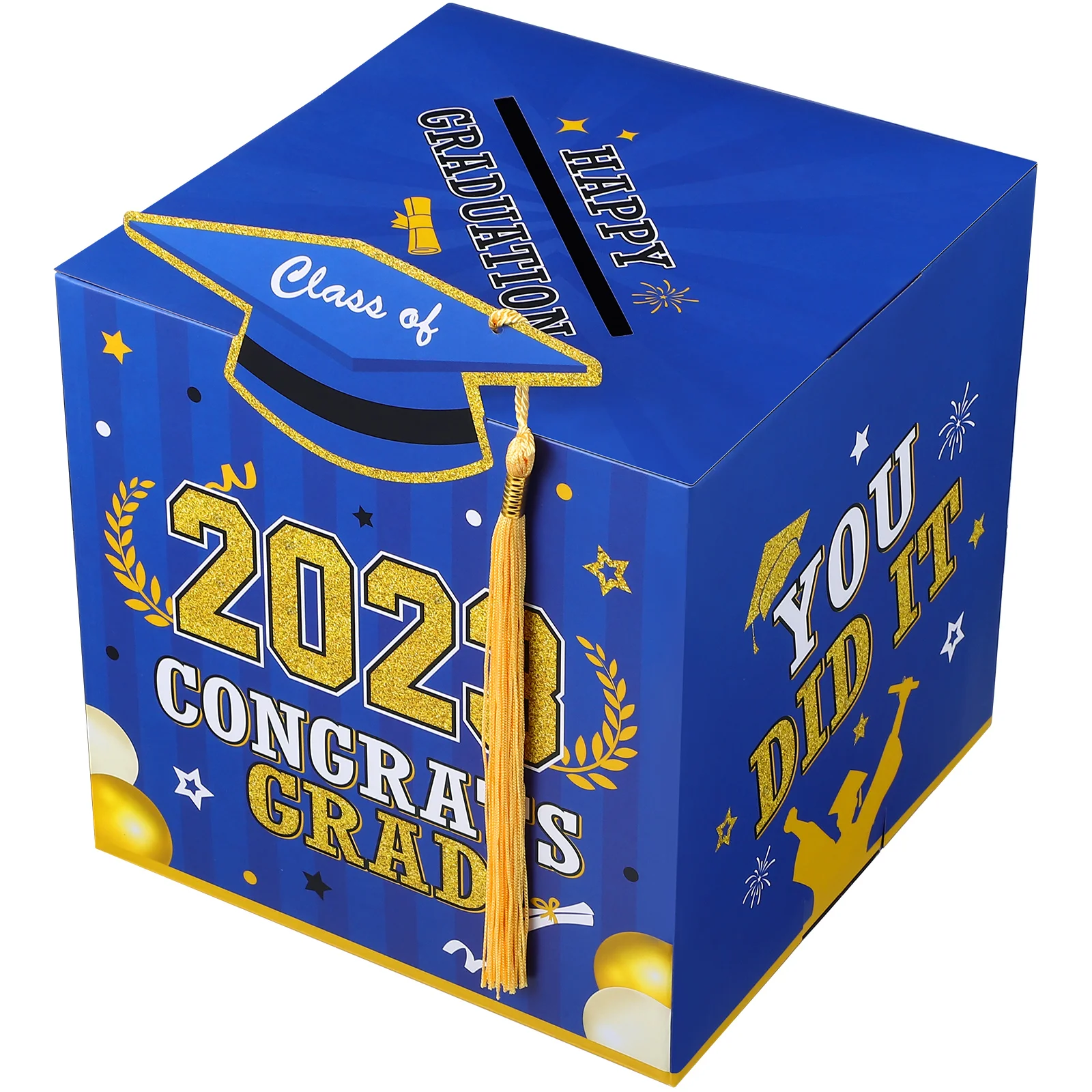 

2023 College Graduation Cards Box Blue Party Supplies Grad Holder Blue Decor Decorate Congrates Gift Box Grad Gift Box