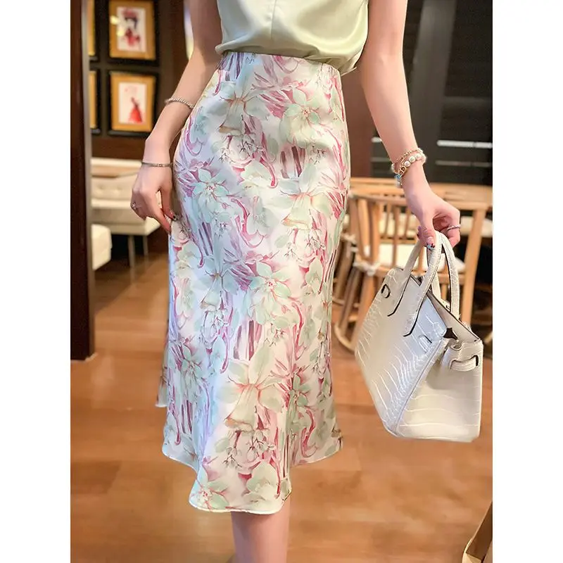 

Summer Fashion Sexy Printed High Waist Knee Length Pencil Bodycon Skirt Women Office Lady Elegant Slim Midi Hip Skirts A017