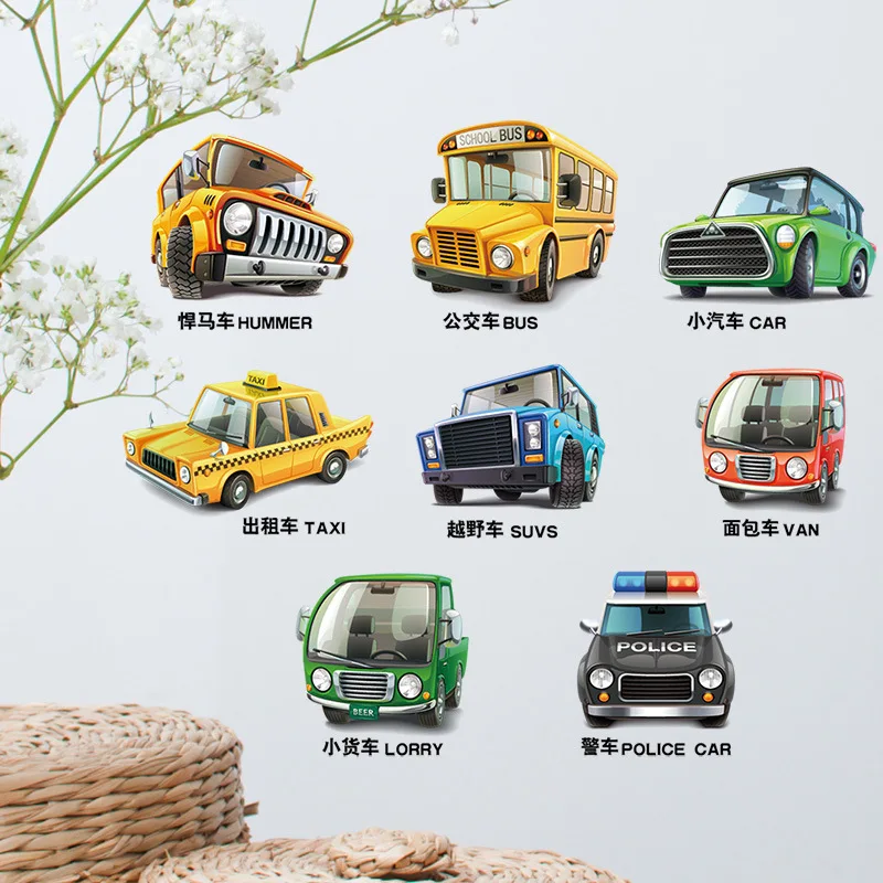 

Chuck Car with Curriculum Schedule Cartoon Wall Stickers Children's Room Kindergarten School Decoration Environmental Protection
