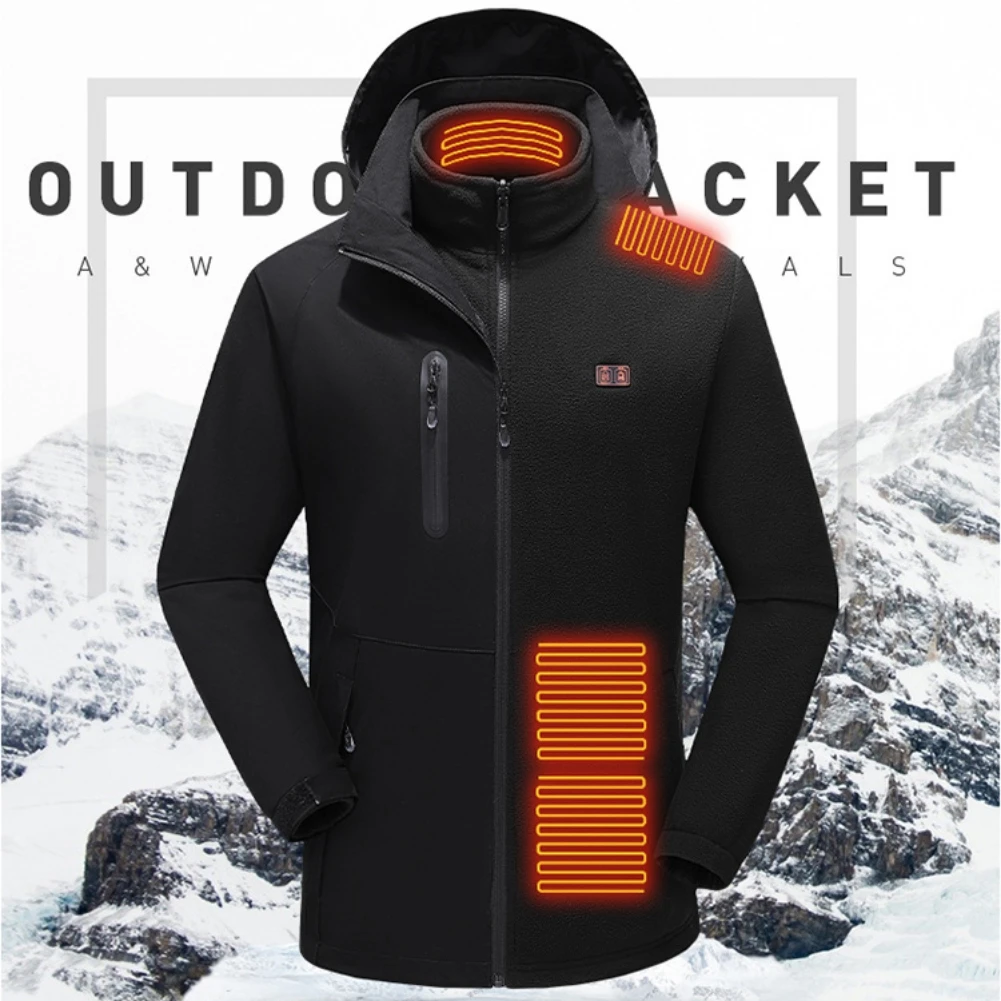 15 Areas USB Rechargeable Electric Heated Jackets for Men Women Winter Warm Waterproof Heating Jacket For Hiking Cycling Camping