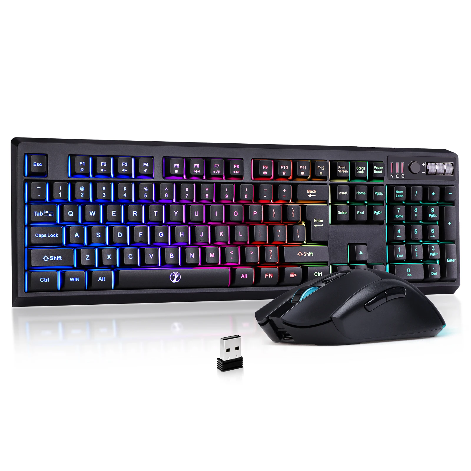 

ZJFKSDYX Wireless Gaming Keyboard and Mouse Combo,104 Key RGB LED Backlight Rechargeable Mechanical Feel Anti-ghosting Ergonomic