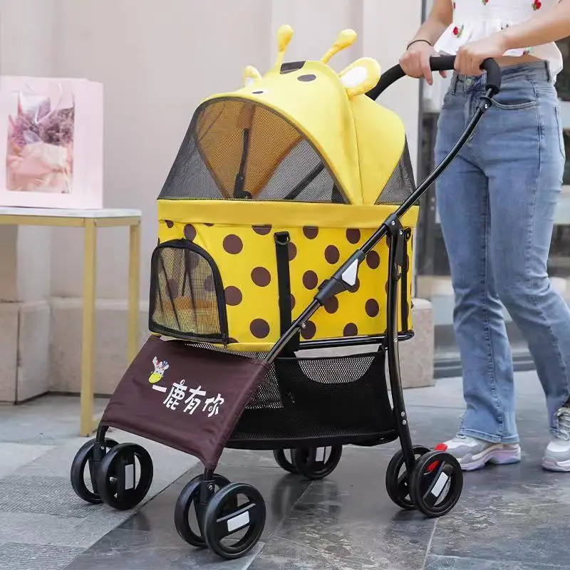 

trolley for small dogs cheap Pet Stroller Alloy Dog Trolley for Corgi Teddy Cat Cart Load Bearing 45kg Dog Strollers for Small