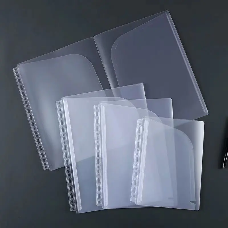 2pcs/Lot A4 A5 B5 Binder Pocket Waterproof L Shaped Folder Student Paper Clip Pouch for Notebook Budget Planner Office Organizer