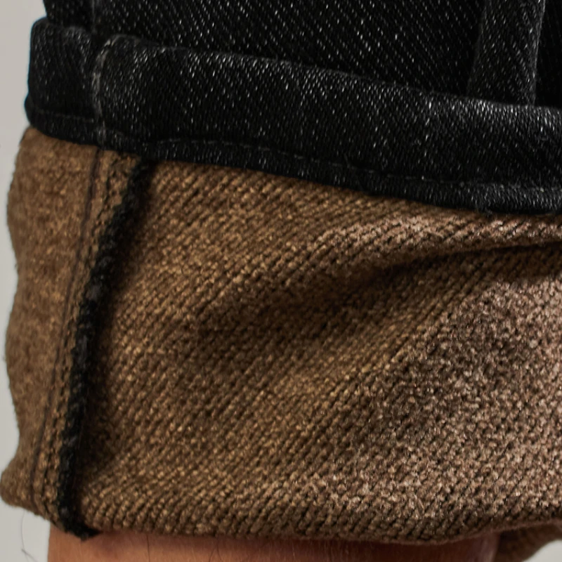 Heavy n Retro Jeans men's winter suede stretch casual pants