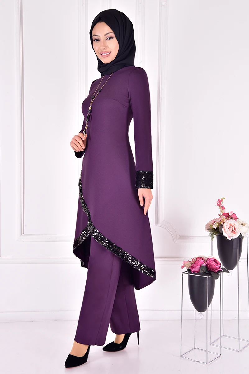 

Ожерелье комбинированное фиолетовое мусульманское женское наряд с замком женское платье Abaya женское платье из Турции магазин мусульманско...