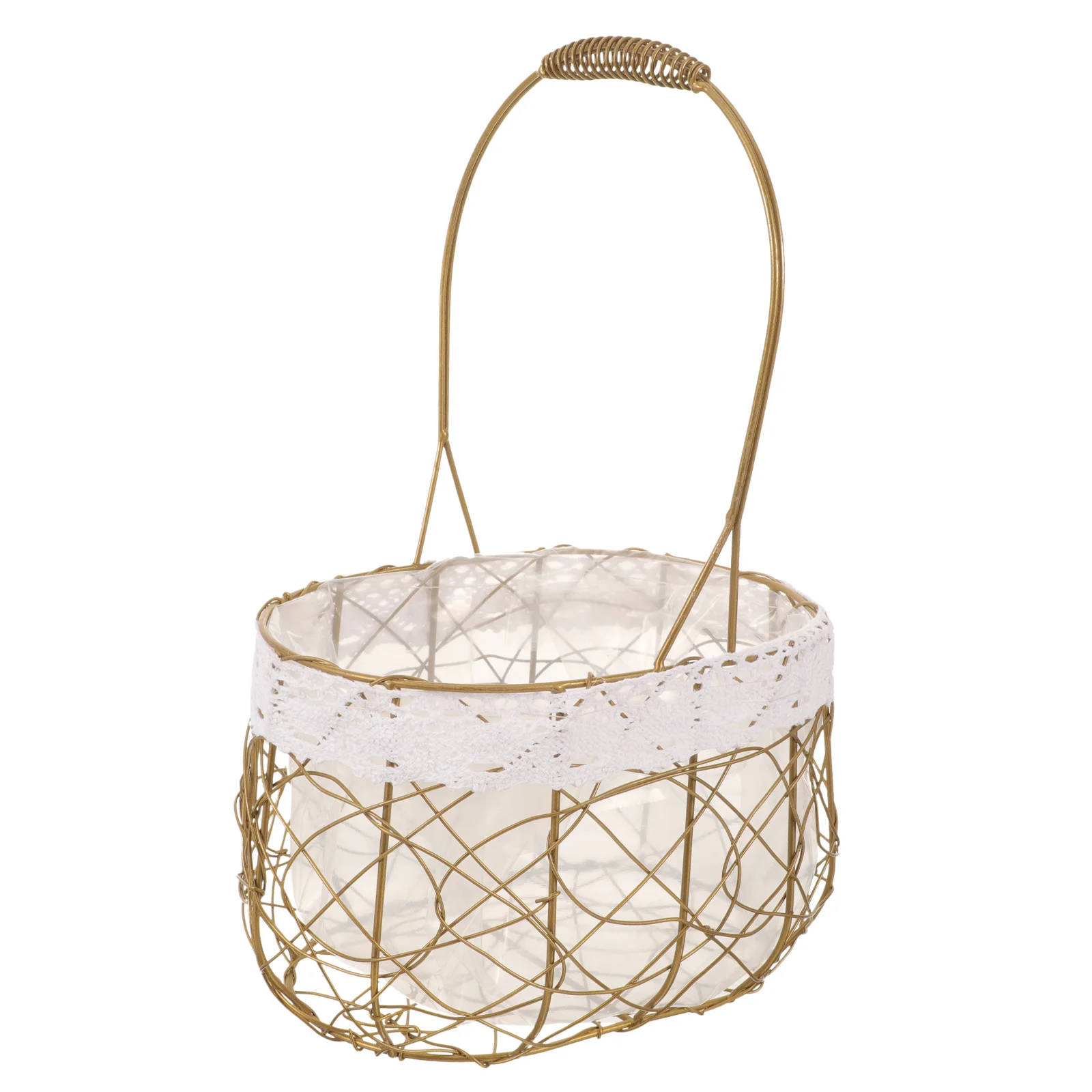 

Storage Basket Tabletop Handle Iron Wire Bread Serving Fruit Baskets Convenient Egg Home Decor Metal Container