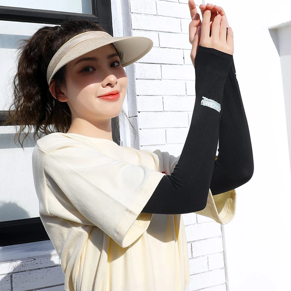 

1 Pairs Ice Sleeve Sunscreen Uv Sun Protect Arm Sleeves Driving Thin Ice Silk Covers Oversleeve Outdoor Women Men Arm Warmers