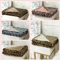 home textile products leopard pattern modern european double layer blanket sofa blanket nap blanket
