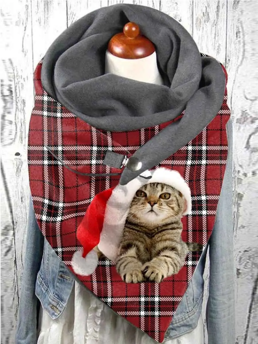 

Women's Christmas Cute Cat Scarf