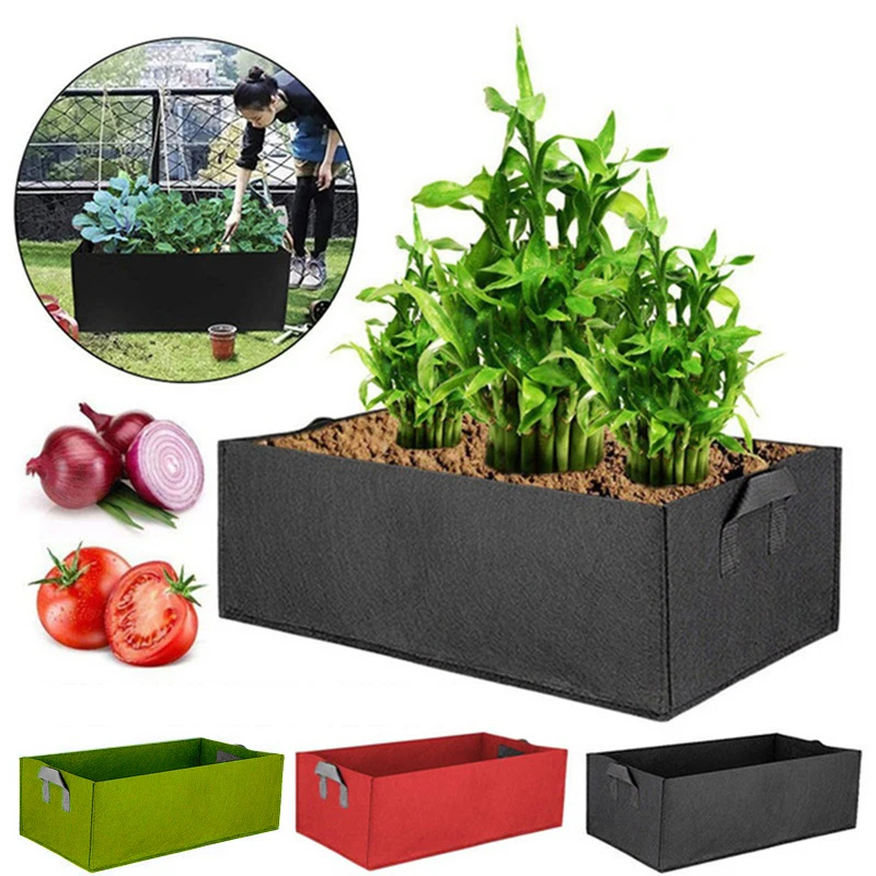

Фетровая сумка для выращивания растений, прямоугольный садовый горшок с ручкой, садовый контейнер для посадки овощей