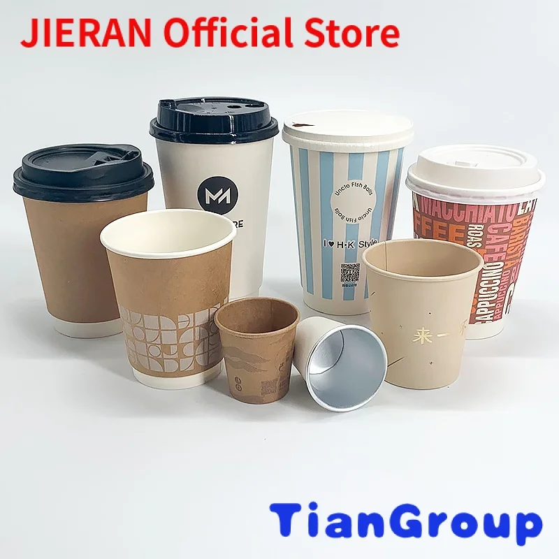 

Logo printed disposable takeaway double wall paper cup for hot coffee drinks with lids