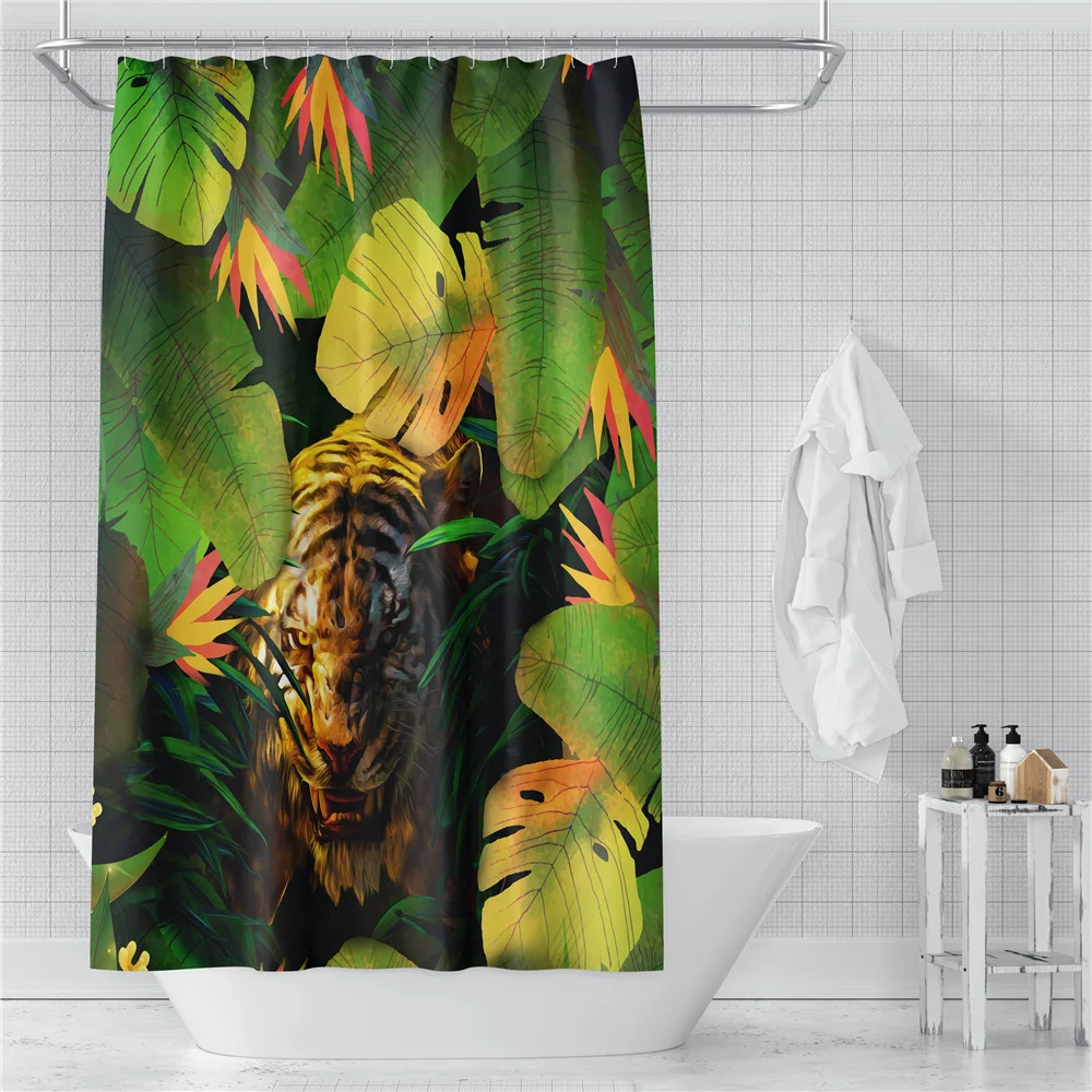 

Custom Tiger Rainforest Shower Curtains Hooks Bathroom Waterproof Bath Room Home Decor Decoration 3D Print 211201-36