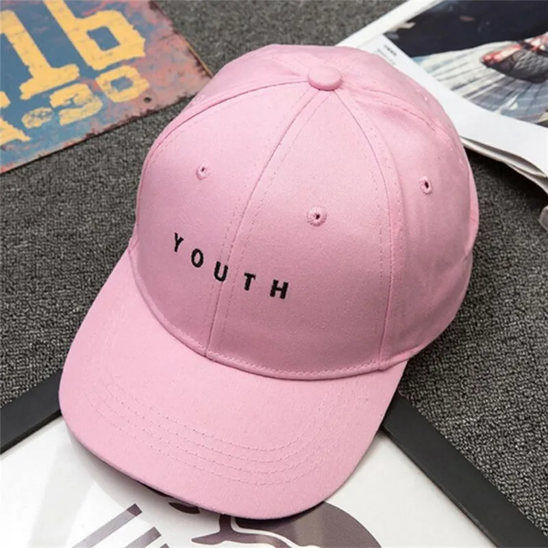 

Fashion YOUTH Hat Snapback Women Cap Women Men Summer Cotton Cap Women Letter Solid Adult Baseball Cap Black White